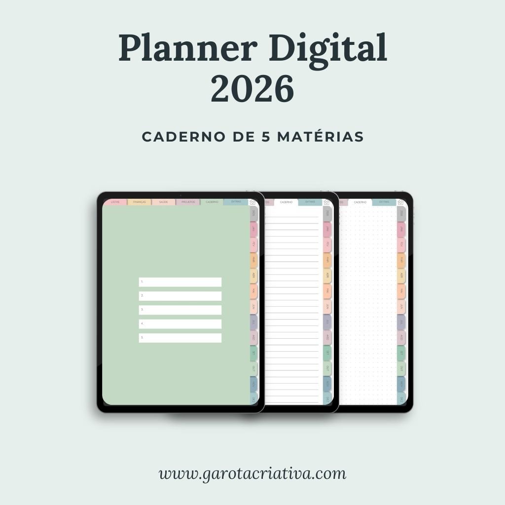 12 Planner Digital 2026 Caderno