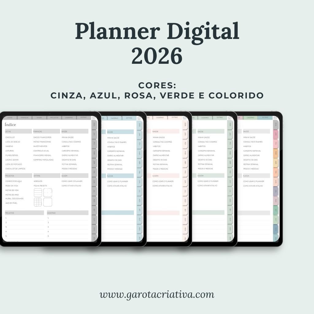 6 Planner Digital 2026 Cores
